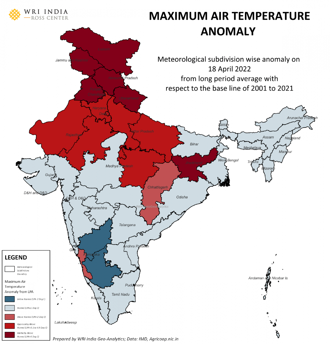 Maps show anomalies of maximum air temperature and surface temperature.