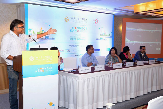 “We can achieve low carbon, net zero energy buildings in India through strong political will,” says Tanmay Tathagat, Environmental Design Solutions at Connect Karo 2018. Photo by WRI India