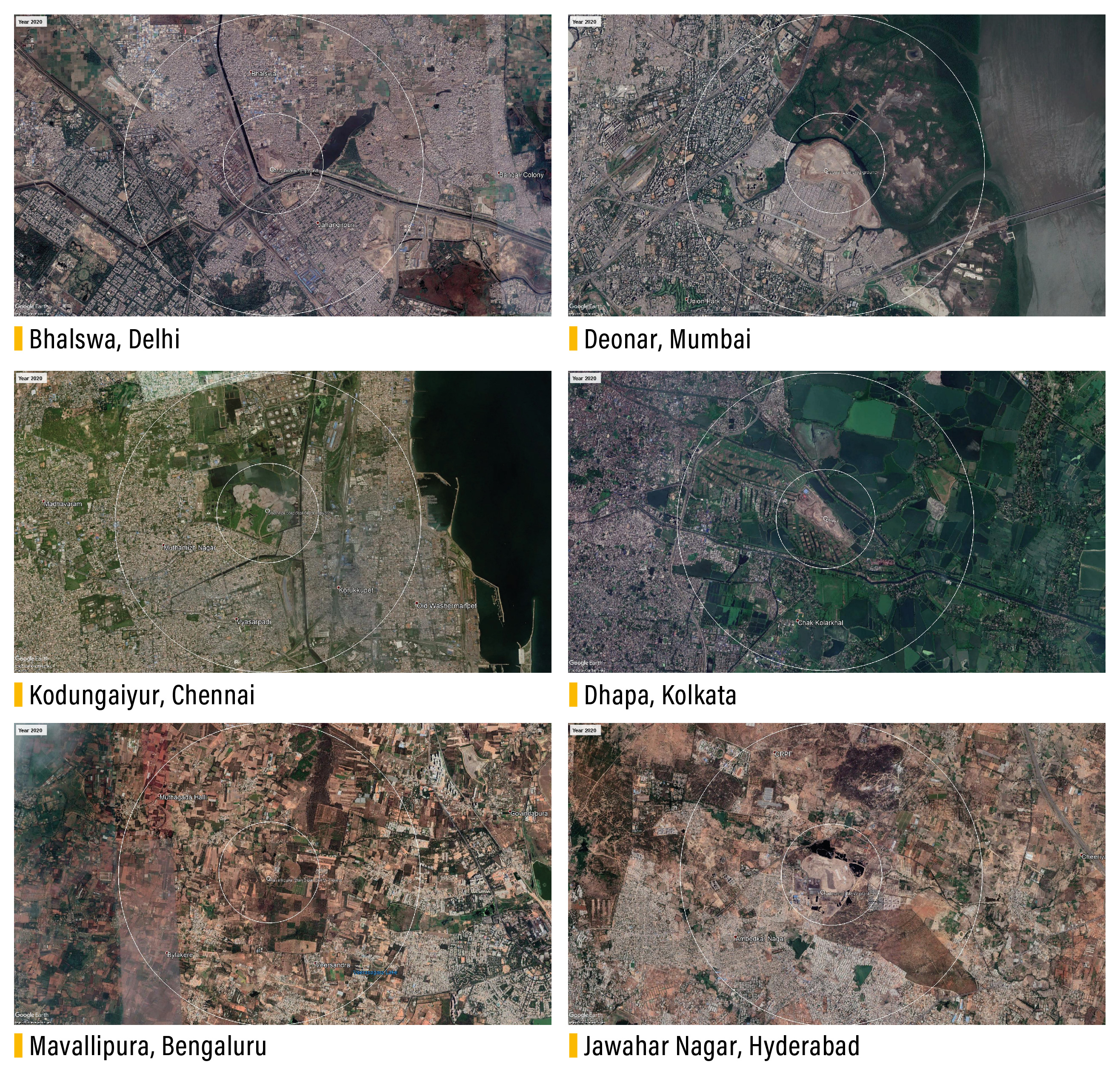 Satellite images (2020) from Google Earth of landfill sites