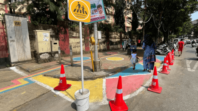 A new safe school zone in Mumbai was co-developed with students to support their needs, likes and aspirations for an improved experience as they go back to school. All photos by WRI India